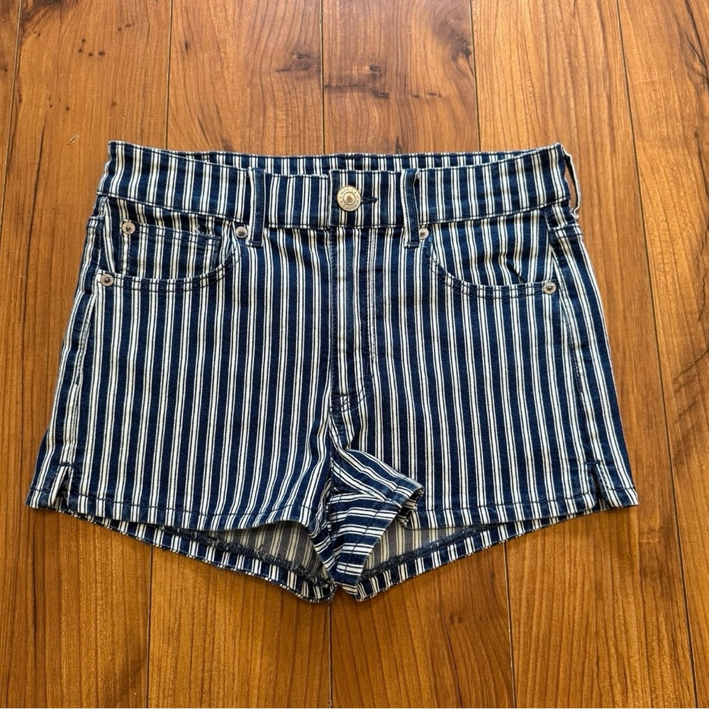 American Eagle Outfitters Navy Striped Jean Shorts